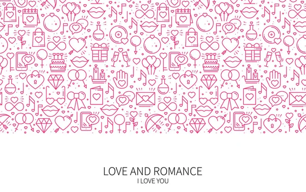 Bandeira da linha do dia de São Valentim. Amor, romântico, tema de casamento. Conceito de design de site. Salve a data . — Vetor de Stock