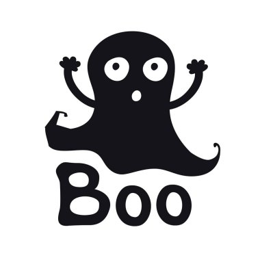 Boo. Hayalet zaman. Halloween tema. Handdrawn yazı ifade. Cadılar Bayramı için tasarım öğesi. Vektör el yazısı hat alıntı.