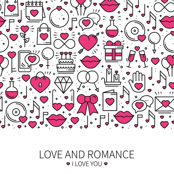 Concept de motif de ligne d'amour avec place pour votre texte. Saint-Valentin. Amour, romantique, mariage, relation sortir ensemble thème de conception. Impression unique . — Image vectorielle