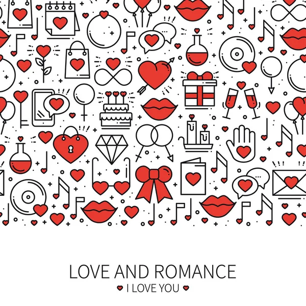 Concepto de patrón de línea de amor con lugar para su texto. Día de San Valentín. Amor, romántico, boda, relación citas tema de diseño. Impresión única . — Archivo Imágenes Vectoriales