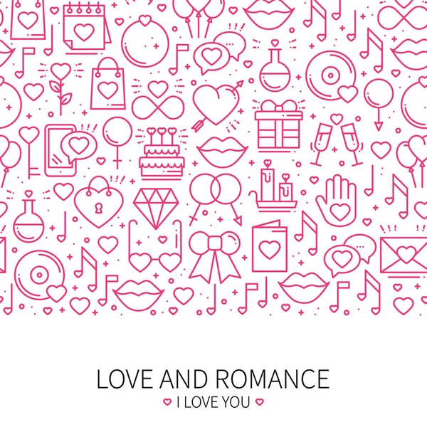 Concept de motif de ligne d'amour avec place pour votre texte. Saint-Valentin. Amour, romantique, mariage, relation sortir ensemble thème de conception. Impression unique . — Image vectorielle