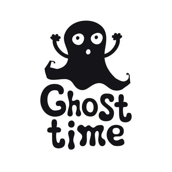 Tiempo fantasma. Tema Halloween. Frase de letras dibujada a mano. Elemento de diseño para Halloween. Cita caligráfica manuscrita vectorial . — Vector de stock