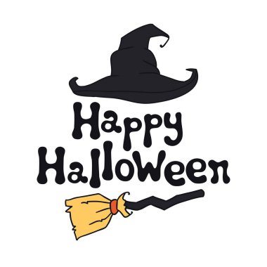 Mutlu Halloween tema. Handdrawn yazı ifade. Cadılar Bayramı için tasarım öğesi. Vektör el yazısı hat alıntı.