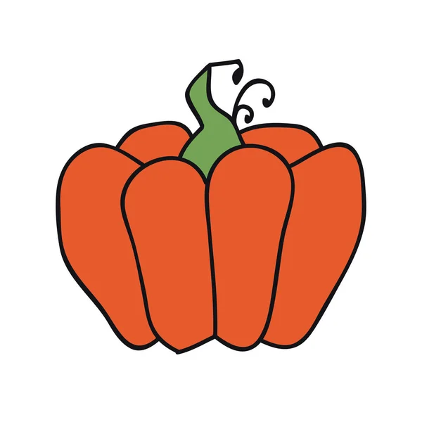 Doodle Cartoon-Kürbis. Herbstthema. Handgezeichnetes Gestaltungselement für Halloween oder Erntedank. — Stockvektor