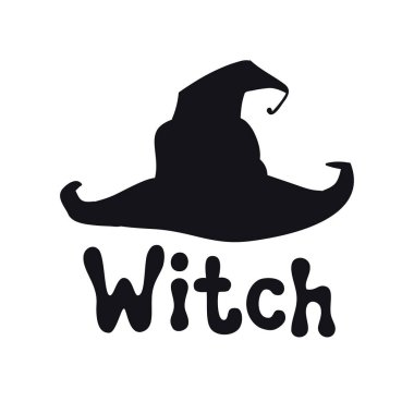 Cadı. Halloween tema. Handdrawn yazı ifade. Cadılar Bayramı için tasarım öğesi. Vektör el yazısı hat alıntı.
