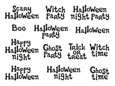 Cadılar Bayramı ifadeler. Handdrawn yazı. Cadılar Bayramı için tasarım öğesi. Vektör el yazısı hat alıntı.