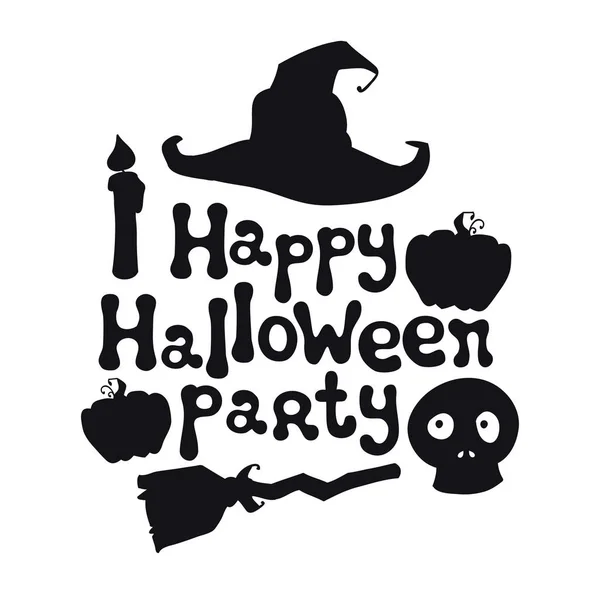 Fröhliche Halloween-Party. Halloween-Thema. Handgezeichneter Schriftzug. Gestaltungselement für Halloween. Vektor handschriftliche Kalligraphie Zitat. — Stockvektor
