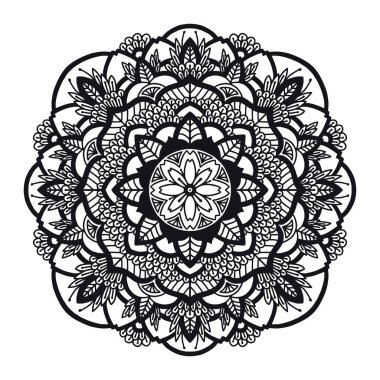 Mandala. Daire etnik süsleme. Elle çizilmiş geleneksel Hint yuvarlak öğe. Manevi meditasyon yoga kına tema. Benzersiz çiçek Yazdır. Tasarım şablonu.