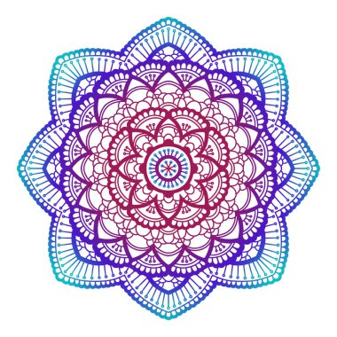 Degrade mandala. Daire etnik süsleme. Elle çizilmiş geleneksel Hint yuvarlak öğe. Manevi meditasyon yoga kına tema. Benzersiz baskı. Tasarım şablonu.