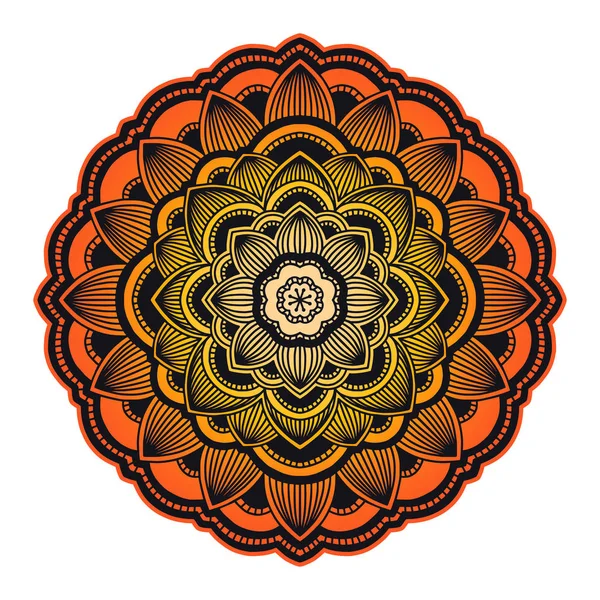 Mandala gradiente. Círculo ornamento étnico. Elemento redondo indiano tradicional desenhado à mão. Meditação espiritual ioga henna tema. Impressão única. Modelo para design . — Vetor de Stock