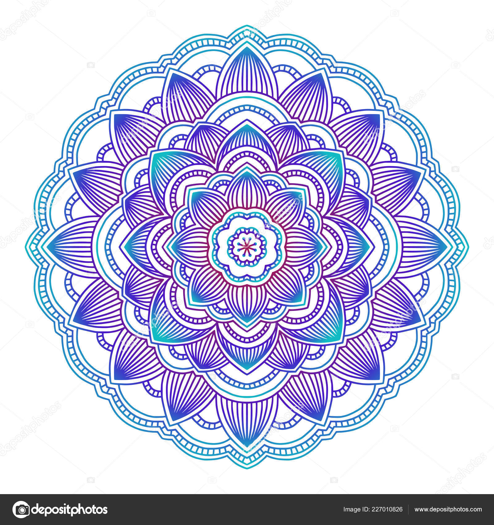 Gradient Mandala Circle Ethnic Ornament Hand Drawn Traditional