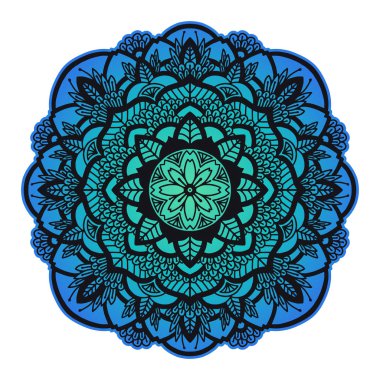 Degrade mandala. Daire etnik süsleme. Elle çizilmiş geleneksel Hint yuvarlak öğe. Manevi meditasyon yoga kına tema. Benzersiz baskı. Tasarım şablonu.