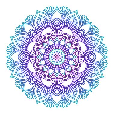 Degrade mandala. Daire etnik süsleme. Elle çizilmiş geleneksel Hint yuvarlak öğe. Manevi meditasyon yoga kına tema. Benzersiz baskı. Tasarım şablonu.