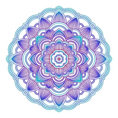 Degrade mandala. Daire etnik süsleme. Elle çizilmiş geleneksel Hint yuvarlak öğe. Manevi meditasyon yoga kına tema. Benzersiz baskı. Tasarım şablonu.