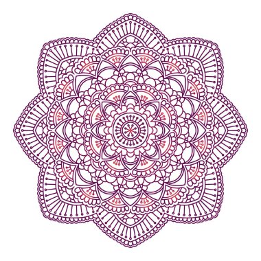Degrade mandala. Daire etnik süsleme. Elle çizilmiş geleneksel Hint yuvarlak öğe. Manevi meditasyon yoga kına tema. Benzersiz baskı. Tasarım şablonu.