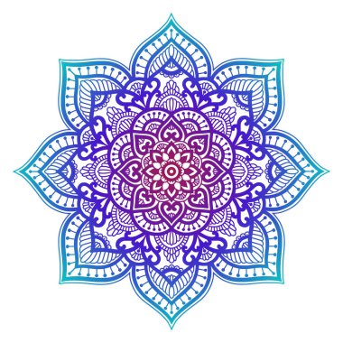Degrade mandala. Daire etnik süsleme. Elle çizilmiş geleneksel Hint yuvarlak öğe. Manevi meditasyon yoga kına tema. Benzersiz baskı. Tasarım şablonu.