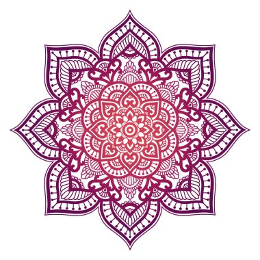 Degrade mandala. Daire etnik süsleme. Elle çizilmiş geleneksel Hint yuvarlak öğe. Manevi meditasyon yoga kına tema. Benzersiz baskı. Tasarım şablonu.
