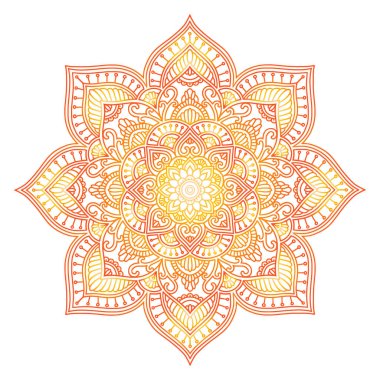 Degrade mandala. Daire etnik süsleme. Elle çizilmiş geleneksel Hint yuvarlak öğe. Manevi meditasyon yoga kına tema. Benzersiz baskı. Tasarım şablonu.