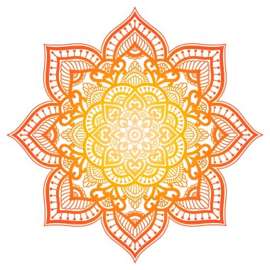 Degrade mandala. Daire etnik süsleme. Elle çizilmiş geleneksel Hint yuvarlak öğe. Manevi meditasyon yoga kına tema. Benzersiz baskı. Tasarım şablonu.