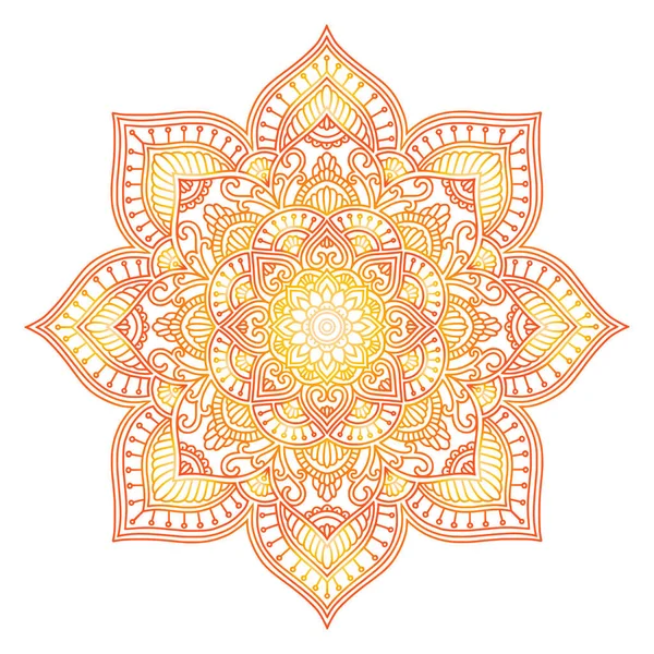 Mandala dégradé. Cercle ornement ethnique. Elément rond indien traditionnel dessiné à la main. Méditation spirituelle yoga henné thème. Impression unique. Modèle pour la conception . — Image vectorielle