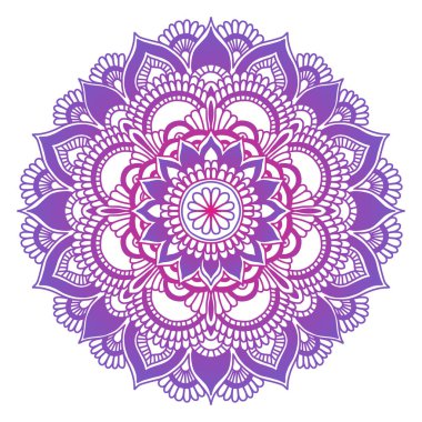 Mandala. Etnik yuvarlak süsleme. Elle çizilmiş Hint motifi. Mehdi meditasyon yoga kına tema. Benzersiz menekşe çiçek Yazdır.