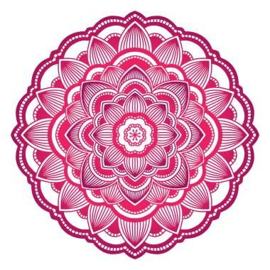 Mandala. Etnik yuvarlak süsleme. Elle çizilmiş Hint motifi. Mehdi meditasyon yoga kına tema. Benzersiz pembe çiçek Yazdır.