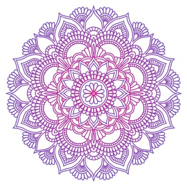 Mandala. Etnik yuvarlak süsleme. Elle çizilmiş Hint motifi. Mehdi meditasyon yoga kına tema. Benzersiz Mor çiçek Yazdır.