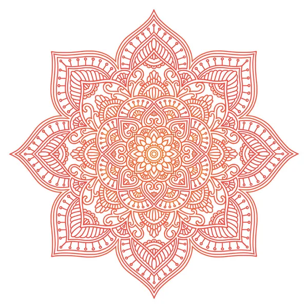 Mandala. Etnik yuvarlak süsleme. Elle çizilmiş Hint motifi. Mehdi meditasyon yoga kına tema. Benzersiz kırmızı ateşli çiçek Yazdır.