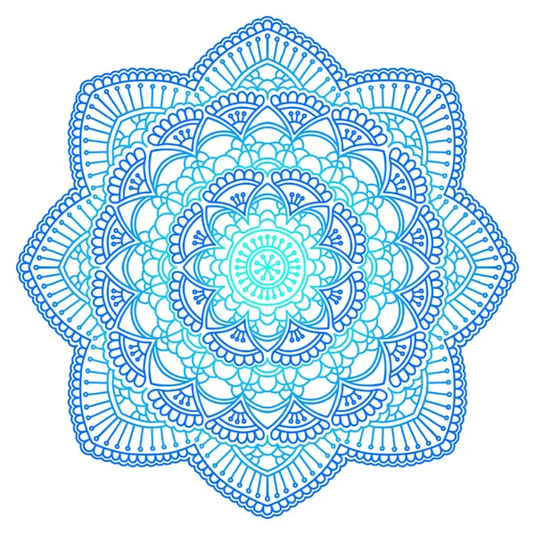 Mandala. Etnik yuvarlak süsleme. Elle çizilmiş Hint motifi. Mehdi meditasyon yoga kına tema. Benzersiz mavi dantel yazdırma.