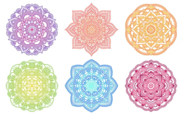 Colorful mandala. Ethnic round gradient ornament. Hand drawn indian motif. Mehendi meditation yoga henna theme. Unique floral print. — Stock Vector