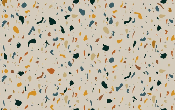 Terrazzo repetindo padrão sem costura. Textura composta de pedra natural, vidro, quartzo, concreto, mármore, quartzo. Clássico tipo italiano de piso. Contexto . — Vetor de Stock