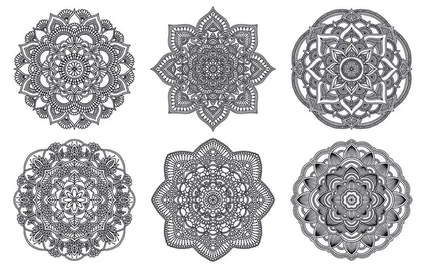 Mandala. Ethnic round ornament. Hand drawn indian henna motif. Mehendi meditation yoga theme. Unique floral print. — Stock Vector