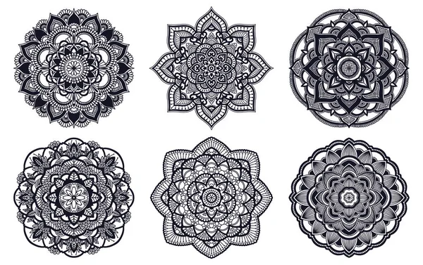 Mandala. Ornamento redondo étnico. Motivo indiano desenhado à mão. Mehendi meditação ioga hena tema. Impressão floral única . — Vetor de Stock