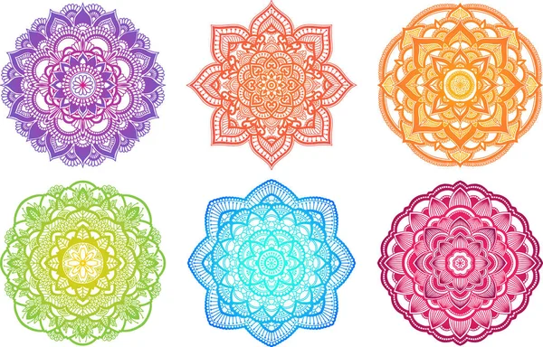Colorful gradient mandala. Ethnic round ornament. Hand drawn indian henna motif. Mehendi meditation yoga theme. Unique coloring floral print. — Stock Vector