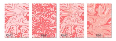 Mercan sıvı mermer doku. Dikey afiş soyut arka plan ile ayarlayın. Dinamik sıvı sanat sıçrama. Broşürler, poster, kartvizit ve Davetiyeler için vektör tasarım düzeni.