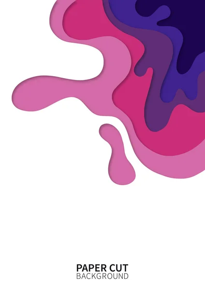 Papel cortado fondo. Banner vertical con capas de formas onduladas 3D. Diseño de papel realista abstracto. Arte de talla púrpura y rosa. Diseño de vectores para volantes, carteles, invitaciones . — Archivo Imágenes Vectoriales