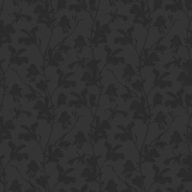 Siyah dal ve manolya çiçek ile Çiçek arka plan. Manolya ağacı çiçeği ile dikişsiz desen. Çiçek elemanları ile karanlık tasarım. El çizilmiş botanik illüstrasyon.