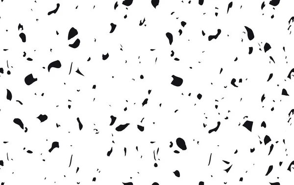 Revêtement de sol terrazzo unique motif vectoriel sans couture en noir et blanc. Texture composée de pierre naturelle, verre, quartz, béton, marbre, quartz. Contexte — Image vectorielle