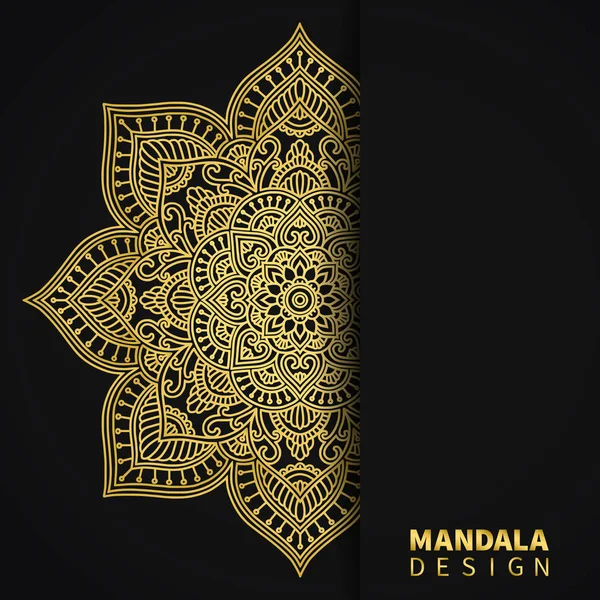 Golden Mandala design. Etnikai kerek dísz. Kézzel rajzolt indiai motívum. Egyedi arany virágmintás. Elegáns meghívó az esküvőre. Absztrakt luxus háttér. Mehendi meditáció jóga Henna téma. — Stock Vector