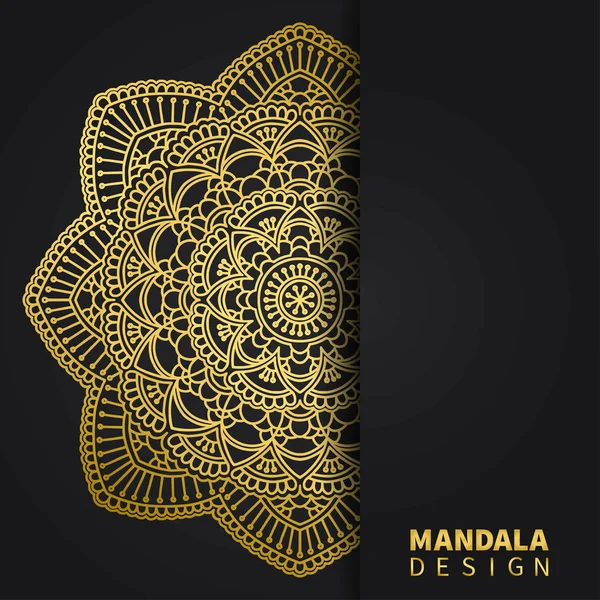 Golden Mandala design. Etnikai kerek dísz. Kézzel rajzolt indiai motívum. Egyedi arany virágmintás. Elegáns meghívó az esküvőre. Absztrakt luxus háttér. Mehendi meditáció jóga Henna téma. — Stock Vector