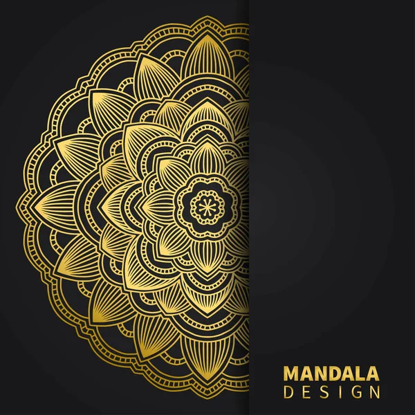 Golden Mandala design. Etnikai kerek dísz. Kézzel rajzolt indiai motívum. Egyedi arany virágmintás. Elegáns meghívó az esküvőre. Absztrakt luxus háttér. Mehendi meditáció jóga Henna téma. — Stock Vector