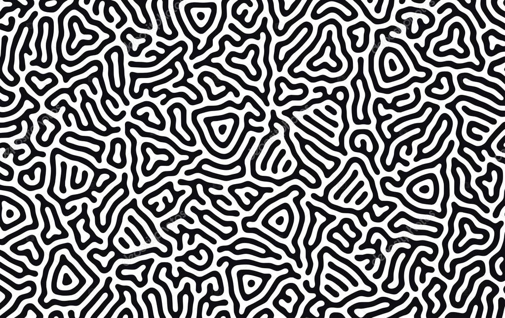 Organic background with rounded lines. Black and white vector trendy pattern. Linear design.