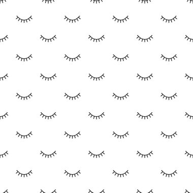 Kapalı gözler sorunsuz desen. Minimal tasarım baskısı. Vektör arka planı. Çizgi sanatı. Ambalaj kağıdı.