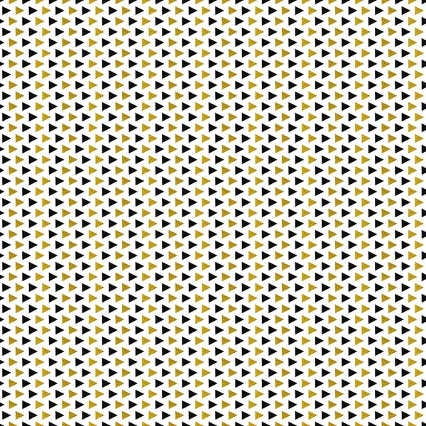 Golddreiecke Muster auf weißem Hintergrund. abstraktes nahtlos wiederholendes Muster. minimalistisches Design mit goldglitzernden geometrischen Formen. Vektorillustration. — Stockvektor