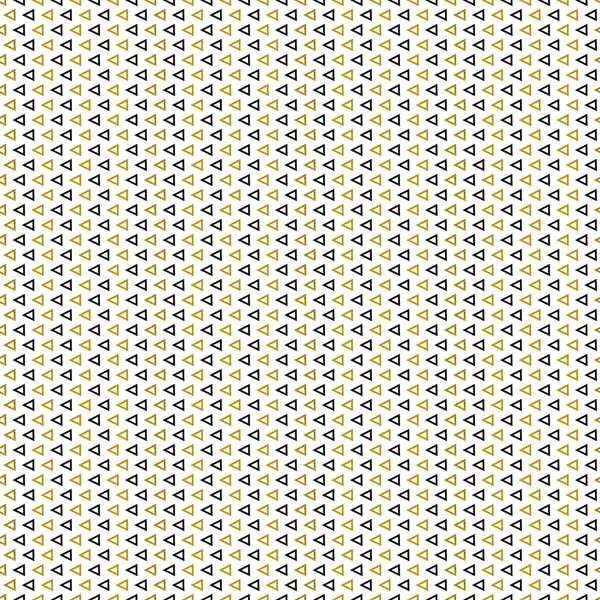 Vzorníky zlatých trojúhelníků na bílém pozadí. Abstraktní plynulý opakující se vzorec. Minimální design se zlatými třpytivou geometrickými tvary. Vektorová ilustrace. — Stockový vektor