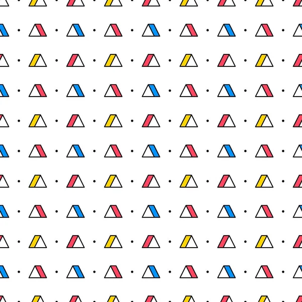 Driehoeken met stippen op witte achtergrond. Naadloos herhalend patroon. Geometrische abstracte textuur. Minimale minachting. Vectorillustratie. — Stockvector