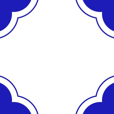 Puebla 'dan Meksika Talavera mavisi seramik fayans. Geometrik çerçeve kalıbı. Vektör çizimi. Mozaik tasarım sanatı.