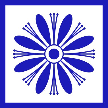 Çiçekli Meksika talavera seramik fayansı. Geleneksel Puebla tarzı. Vektör çizimi. Mozaik tasarım sanatı.