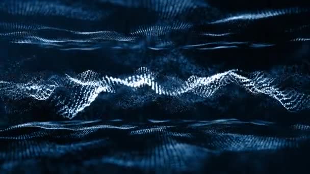 Abstrakt Digital Blå Våg Futuristisk Artificiell Intelligens Partiklar Teknikkoncept — Stockvideo