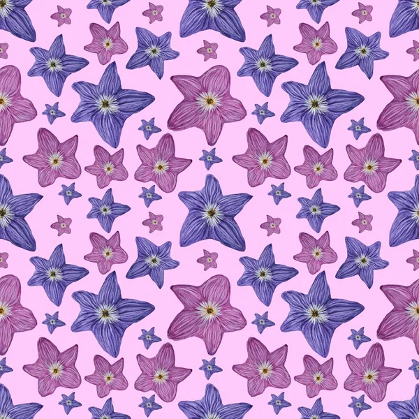 seamless pattern with pink and purple flowers on violet